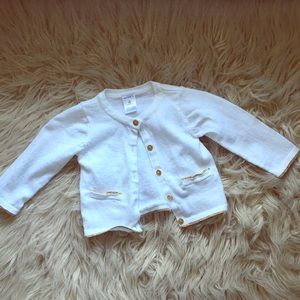 Infant white/ gold cardigan